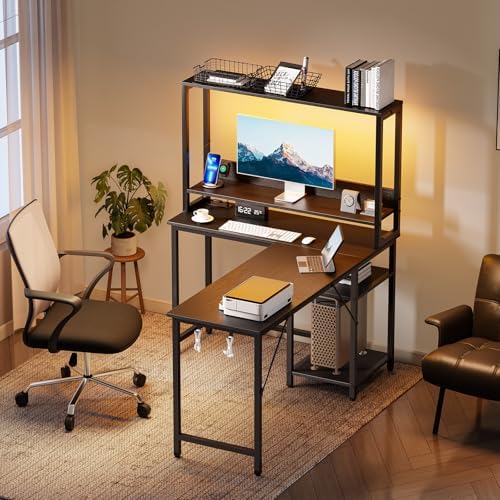 DUMOS L Shaped Desk, Gaming Desk, Power Outlet, 53 Inch - Image 2