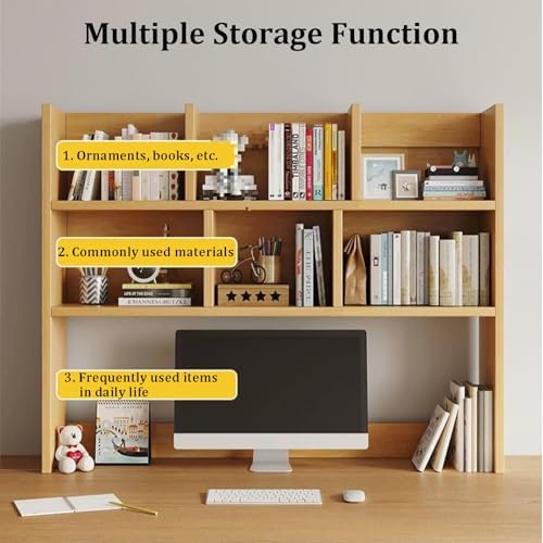 Wooden Desktop Bookshelf, Countertop Hutch Bookshelf, Comupter Desk Hutch Organizer with Shelves, Freestanding Bookcase for Home Office Dorm Room(39.3'', White) - Image 4