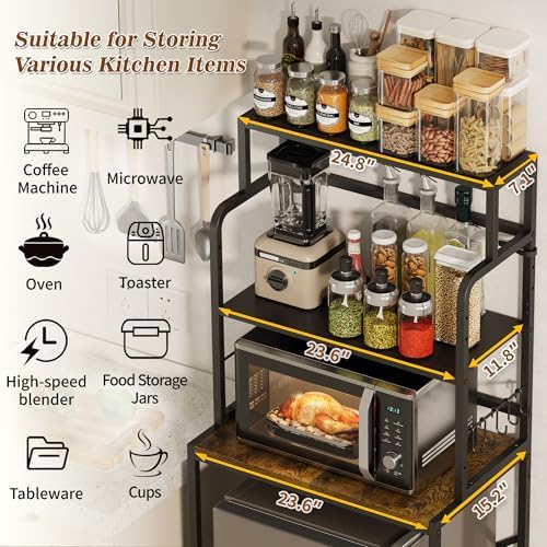 Yuyetuyo 3 Tier Mini Fridge Stand Shelf with Storage for Kitchen and Dorm - Image 3