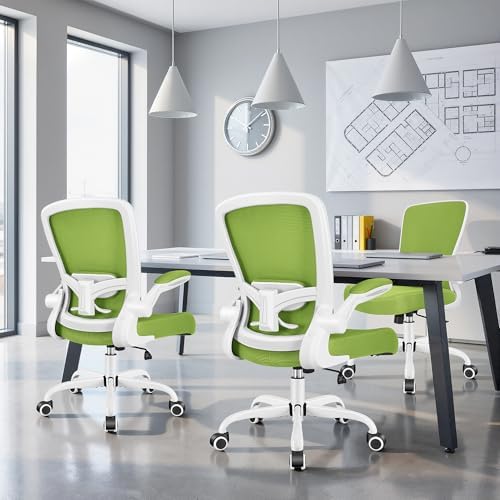 FelixKing Office Chair, Ergonomic Desk Chair Breathable Mesh Chairs Adjustable High Back Lumbar Support Flip-up Armrests, Executive Rolling Swivel Comfy Computer Chairs Home Office Green - Image 2
