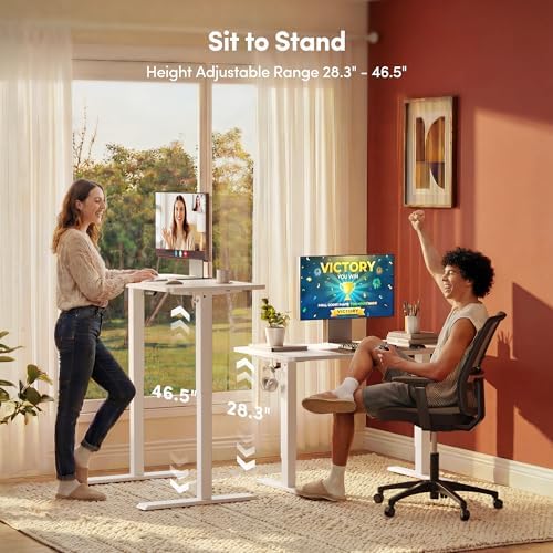 FEZIBO 32" Small Electric Standing Desk Height Adjustable Desk, White - Image 5