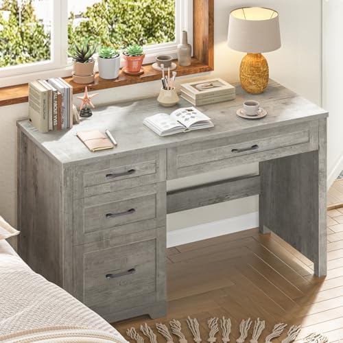 Halitaa Executive Desk with 3 Storage Drawers, Grey - Image 7