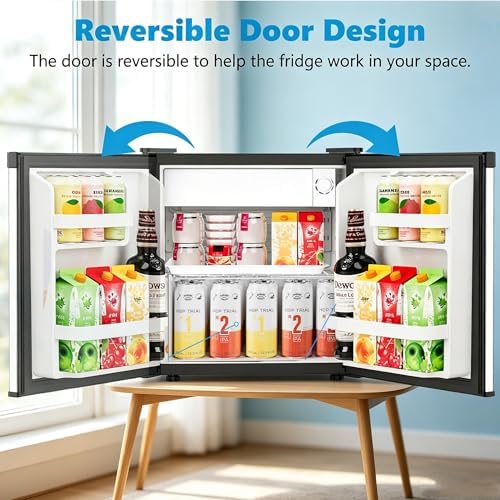 Antarctic Star Mini Fridge, Rated 1.6 cu.ft, Small Upright Refrigerator with Removable Shelves, 7 Adjustable Thermostat, Low Noise for Bedroom/Apartment/Office,Silver - Image 2