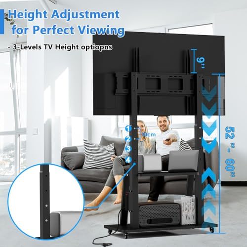 Rolling TV Stand with Power Outlet for 45 to 100 inch TV, - Image 3
