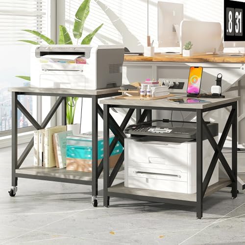 METYERRY 24"x23.6"Large Printer Stand with Power Outlet - Image 2