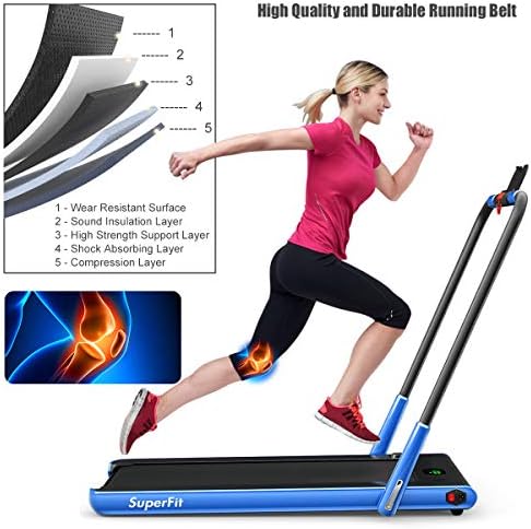 GYMAX Walking Pad, 2 in 1 Free Installation Under Desk Treadmill with Smart App, Remote Control & LED Display, 2.25HP Foldable Portable Compact Running Machine for Small Spaces Home Office - Image 6
