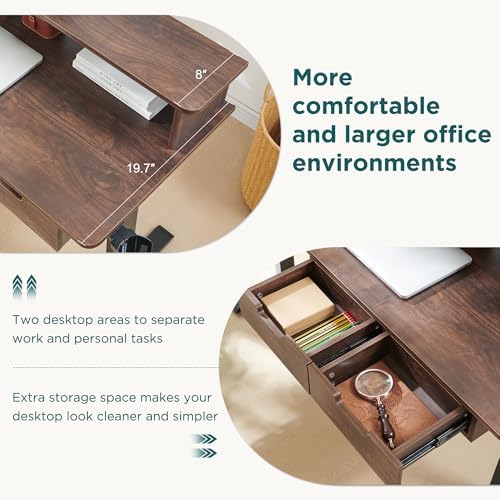 RedLemon 75X60 Inches L Shaped Electric Standing Desk, Height Adjustable Corner Gaming Desk with Drawers, Keyboard Tray, Power Outlets & LED Lights, Computer Desk with Monitor Shelf, Dark Walnut - Image 5