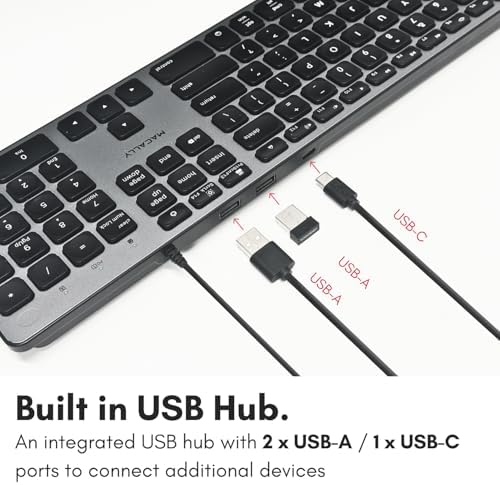 Macally Wired Keyboard for Mac with USB Hub (2X USB-A / 1x USB-C) - Compatible Backlit Apple Keyboard with Dual Interface - Auto OS Detection for Mac, MacBook Pro/Air, iMac, PC, Android, iPad, iOS - Image 4
