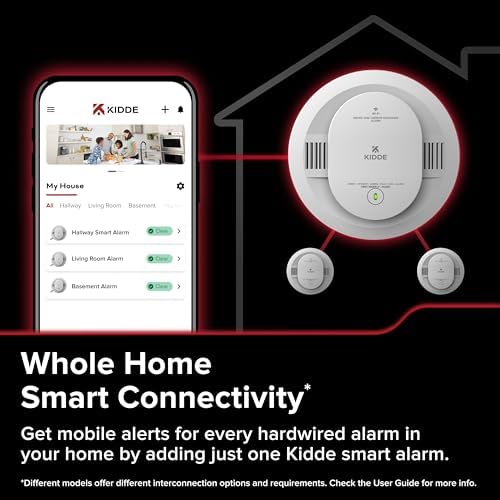 Kidde Hardwired Kidde App Enabled Smart Smoke Detector with AA Backup Battery, Interconnected Alarm - Image 3