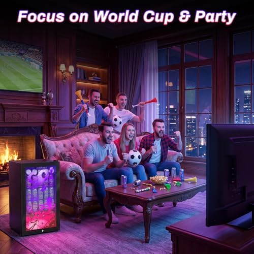 Velivi Gaming Mini Fridge with Led Lights, 3.2 Cu Ft Gaming Light Up Glass Door Beverage Refrigertor Small Lockable Drink Cooler For For Soda Beer, Cyberpunk Gaming Rooms Bar Home Party - Image 5