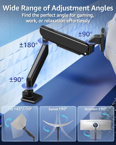 MOUNTUP Heavy Duty Monitor Arm, Single Monitor Mount for 57" Ultrawide Monitor, Supports 4.4–66 lbs, Large Monitor Arm with Full Motion Adjustment, Monitor Stand for Desk, Max VESA 100x100mm - Image 4