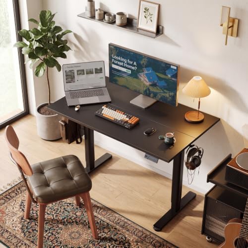 Claiks Electric Height Adjustable Standing Desk, 40x24 Inch, Deep Black - Image 2