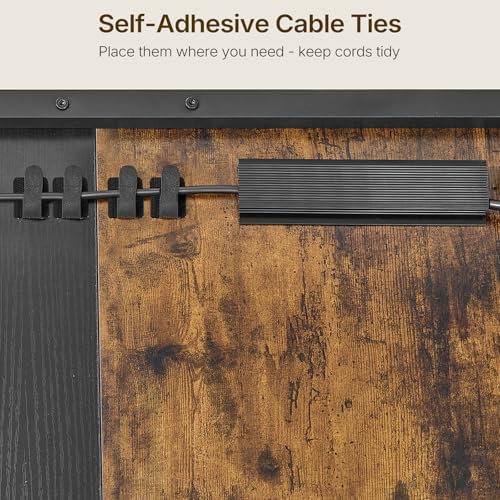 YATINEY 63" Computer Desk with Power Outlets, Gaming Desk, Large Office Executive Desk Workstation, Business Furniture for Home Office, Study, Rustic Brown and Black DN16UBR - Image 6
