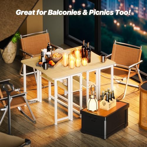 Huuger Folding Desk with Storage Shelf, 31.5 Inch Foldable Computer Table - Image 7