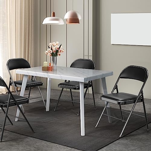 VINGLI 2 Pack Folding Chairs with Padded Seats, Metal Frame with Pu Leather Seat & Back, Capacity 350 lbs, Set of 2, Black - Image 2