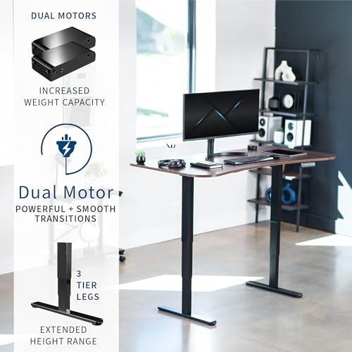 VIVO Dark Walnut 63 x 32 in Standing Desk, DESK-KIT-2B1D - Image 4