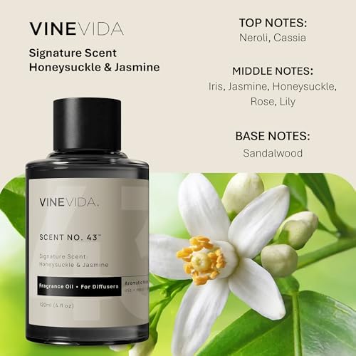VINEVIDA [4 Fl Oz] Honeysuckle & Jasmine Fragrance Oil for Cold Air Diffusers, Essential Oils for Diffuser Oil Refill & Air Freshener Room Spray - Image 2