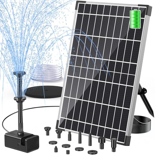 POPOSOAP Solar Fountain Pump, 12W Solar Water Pump Kit with 4200mAh Battery Backup Work All Day, 8 Nozzles & PVC Tubing, Solar Pond Pump for Bird Bath Garden Pond Fish Tank P112D by POPOSOAP