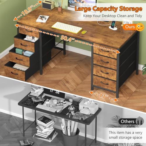 50 Inch Computer Desk with 8 Drawers for Home Office, Bedroom, Living Room - Image 5