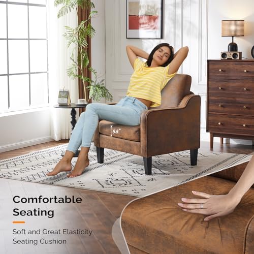 VINGLI Upholstered Gold Foil Accent Chair, Armchair for Living Room, Rustic - Image 4