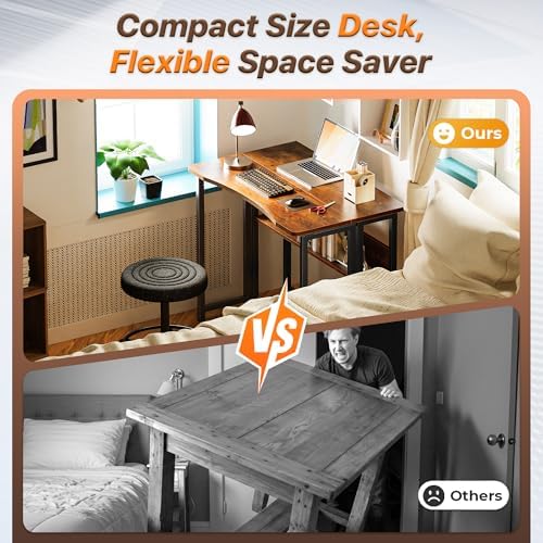 Huuger Folding Desk with Storage Shelf, 31.5 Inch Foldable Computer Table - Image 3