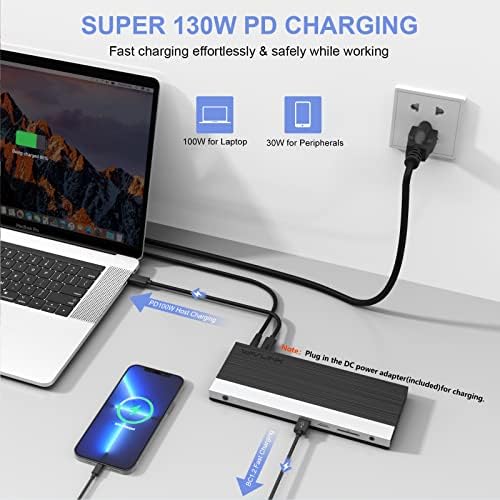 WAVLINK USB C Docking Station,13-in-1 Triple Display Type C Hub Adapter with HDMI,2 DisplayPort,Ethernet,4 USB 3.0,USB-C,SD/TF Card Reader,Phone Jack,DC Jack, PD 100W for Mac Windows and More - Image 5