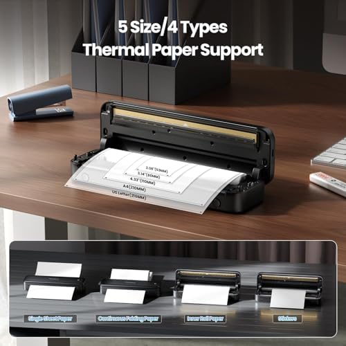 Phomemo M834 Inkless Portable Thermal Printer with a Case, 8.5 x 11, Black - Image 4