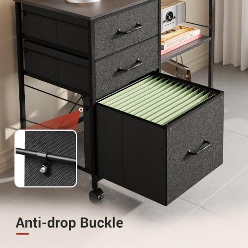 DEVAISE 3 Drawer Mobile File Cabinet, Fabric Lateral Filing Cabinet - Image 4