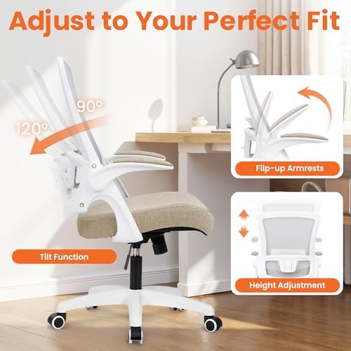 NEO CHAIR Office Desk Chair High Back Mesh Chair Adjustable Lumbar, Beige - Image 6