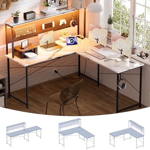 Pamray 60 Inch L Shaped Gaming Desk with Shelves and Storage by PAMRAY