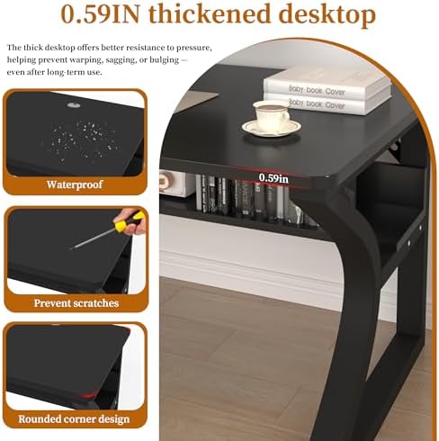 StarGraph Wood Computer Desk Table for Office Gaming Work Pc (Black, 55") - Image 5