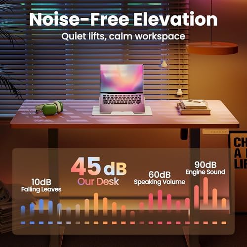 HUANUO 55x28 Inch Electric Standing Desk, Height Adjustable, Pink - Image 6