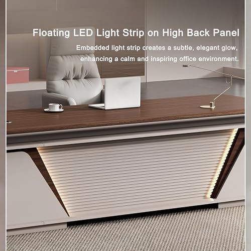 Executive Office Desk with Storage Cabinet,Modern l Shaped Executive Desk,50MM Thick Desktop for CEO Office, Reception & Commercial Workspace - Image 6