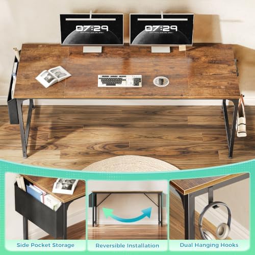 PRAISUN 71'' Computer Desk with Fabric Storage Bag - Image 4