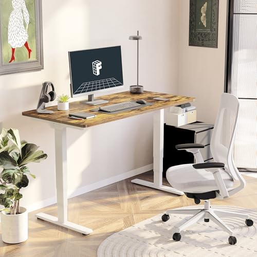 FLEXISPOT E6 3-Stage Dual Motor Electric Standing Desk 55 x 28 Sit Stand Up Desk, Holds 220 lbs, Adjustable Height w/Memory Presets, One-Piece Special Walnut Desktop & White Frame, Ships in 2 Boxes - Image 2