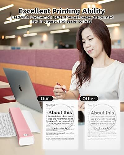 Phomemo Inkless Portable Printer for Travel - Wireless Thermal Printer Compatible with Phone & Laptop, Bluetooth Printers Supports 8.5" X 11" Letter Thermal Paper, Come with Carry Case - Image 3