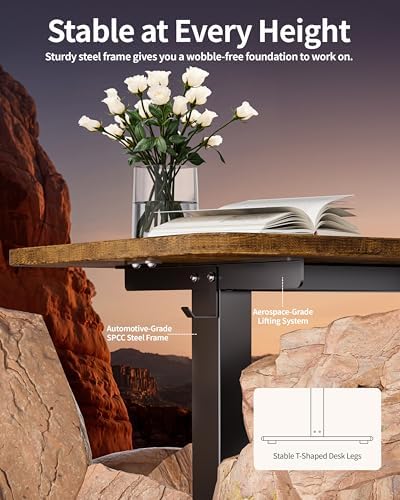 BIZUM Electric Standing Desk 63 x 24 Inch Computer Desk-Gaming Desk Rustic Brown Home Office Desks Height Adjustable Memory Stand Up Computer Workstation - Image 6