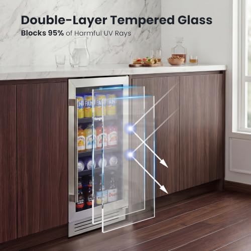 Yeego Beverage Refrigerator- 15 inch 100 Cans Beer Cooler with Glass Door - Image 6