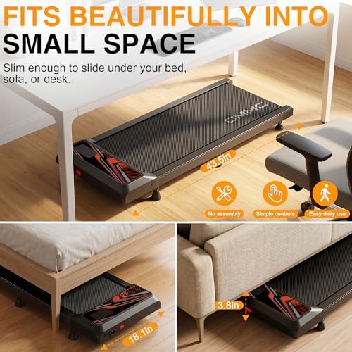 2.5HP Walking Mat with Incline pad,Under Desk Treadmill, Walking Running Pad with Remote,3 in 1 Low Noise Small Mini Portable Treadmill with Led Screen,Compact Treadmills for Home Office - Image 3