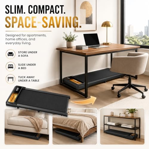 Walking Treadmill Pad with 8% Incline for Home, Under Desk Treadmill for Home Office, 2.5HP Quiet Portable Walking Mat, 265 lbs Capacity, Compact Treadmill for Small Spaces with 15" x 35.4" Belt - Image 6
