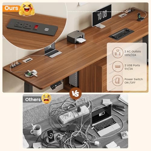 SEDETA Standing Two Person Desk with 4 Drawers, 2 Power Outlets, CPU Stand - Image 5