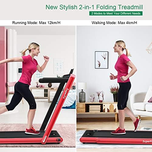 GYMAX Walking Pad, 2.25HP Dual Display Foldable Treadmill for Home with Remote/Smart App Control, Portable Compact Treadmill for Office Under Desk, Folding Running Machine for Small Spaces - Image 2