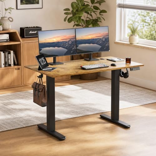 Claiks Electric Standing Desk 48x24 Inch Adjustable Desk, Rustic Brown - Image 2
