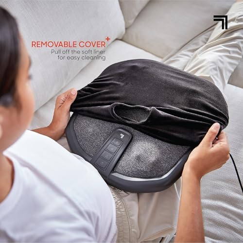 Sharper Image® Shiatsu Foot + Back Massager with Heat & Washable Cover| Portable Kneading Deep Tissue Massage Tool| Heating Pad Massage Pillow - Image 3