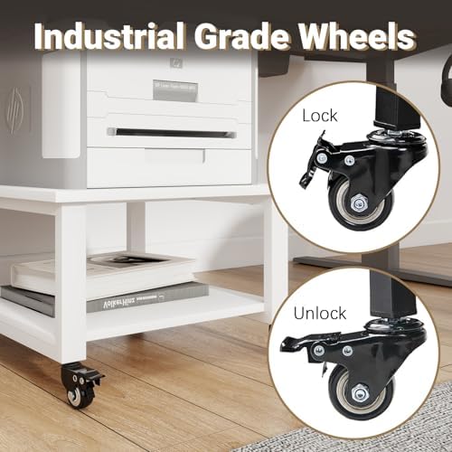 Natwind 2 Tier Laser Printer Stand,20''x20'' Under Desk Printer Cart, White - Image 6