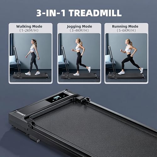 Walking Pad Treadmill for Home - Folding Treadmills with Handle Bar Portable Compact Fold up Indoor Foldable Handles Electric Walk Pads Small Spaces Mini Running Quiet Under Bed Office - Image 2