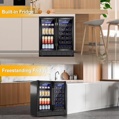 Velivi 30 Inch Wine and Beverage Refrigerator Black- Dual Zone Beverage Fridge Under Counter/Freestanding Drink and Beer Fridge Built-In Home Kitchen Bar or Office - Image 4