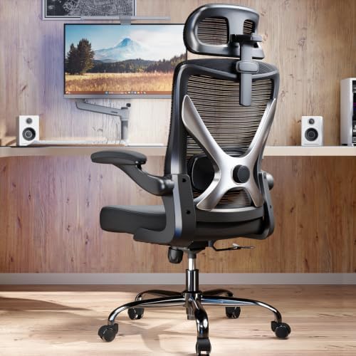 Black Ergonomic Office Chair: Mesh Desk Chair Comfy with Headrest& Lumbar by Ergalithic