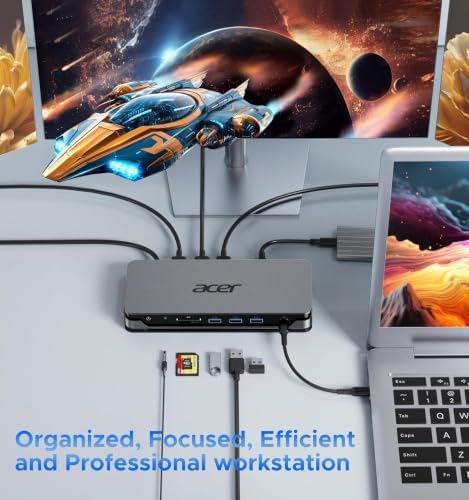 Acer 13-in-1 Laptop Docking Station, USB-C 3 Display Docking (2 HDMI+1 DP) - Image 5