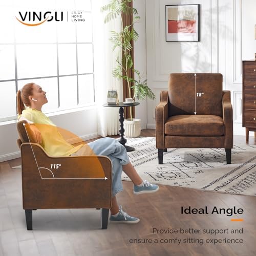 VINGLI Upholstered Gold Foil Accent Chair, Armchair for Living Room, Rustic - Image 5